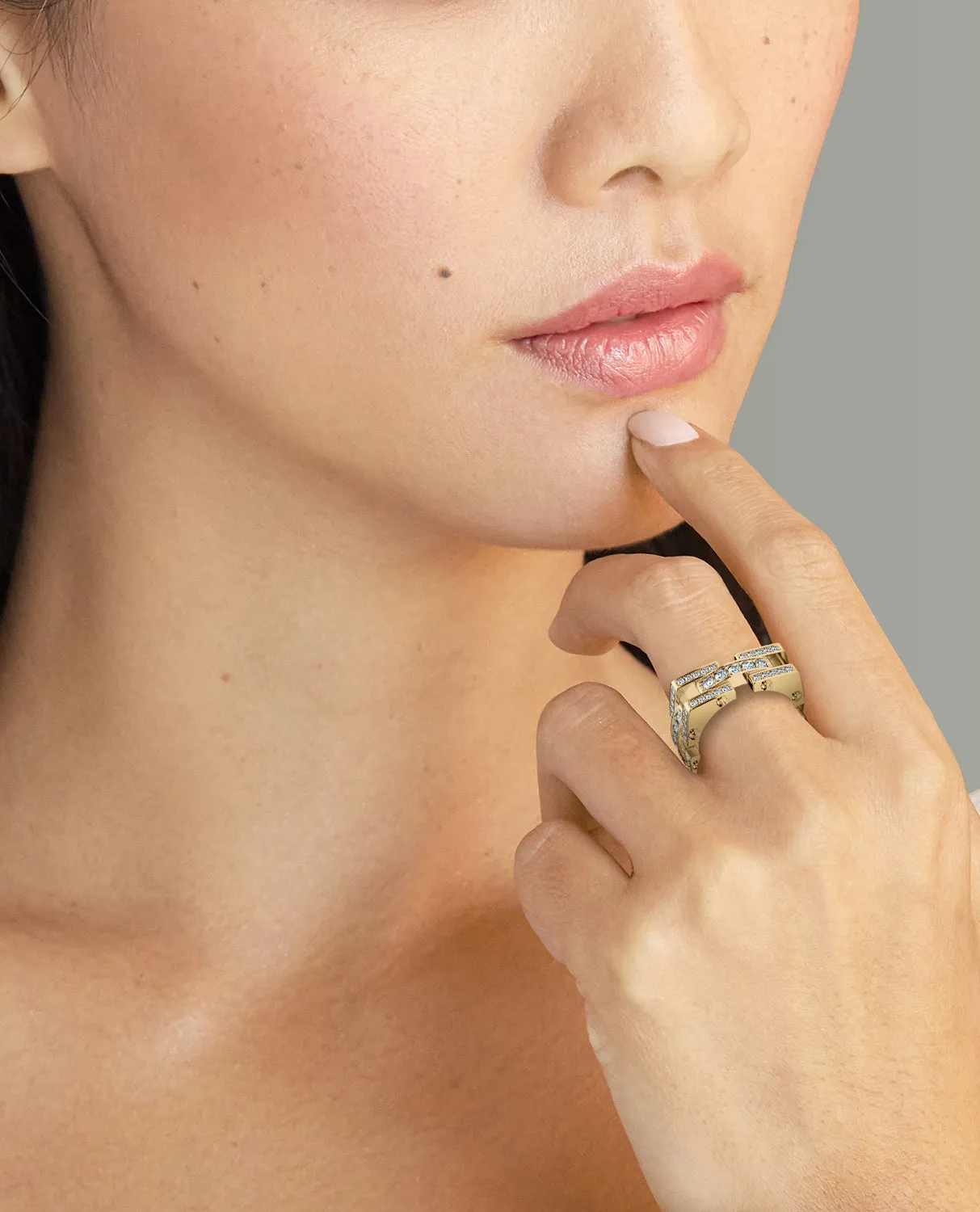 Ready to Ship - BINGHAM 18k Gold Square Ring with 2.15ct Diamonds