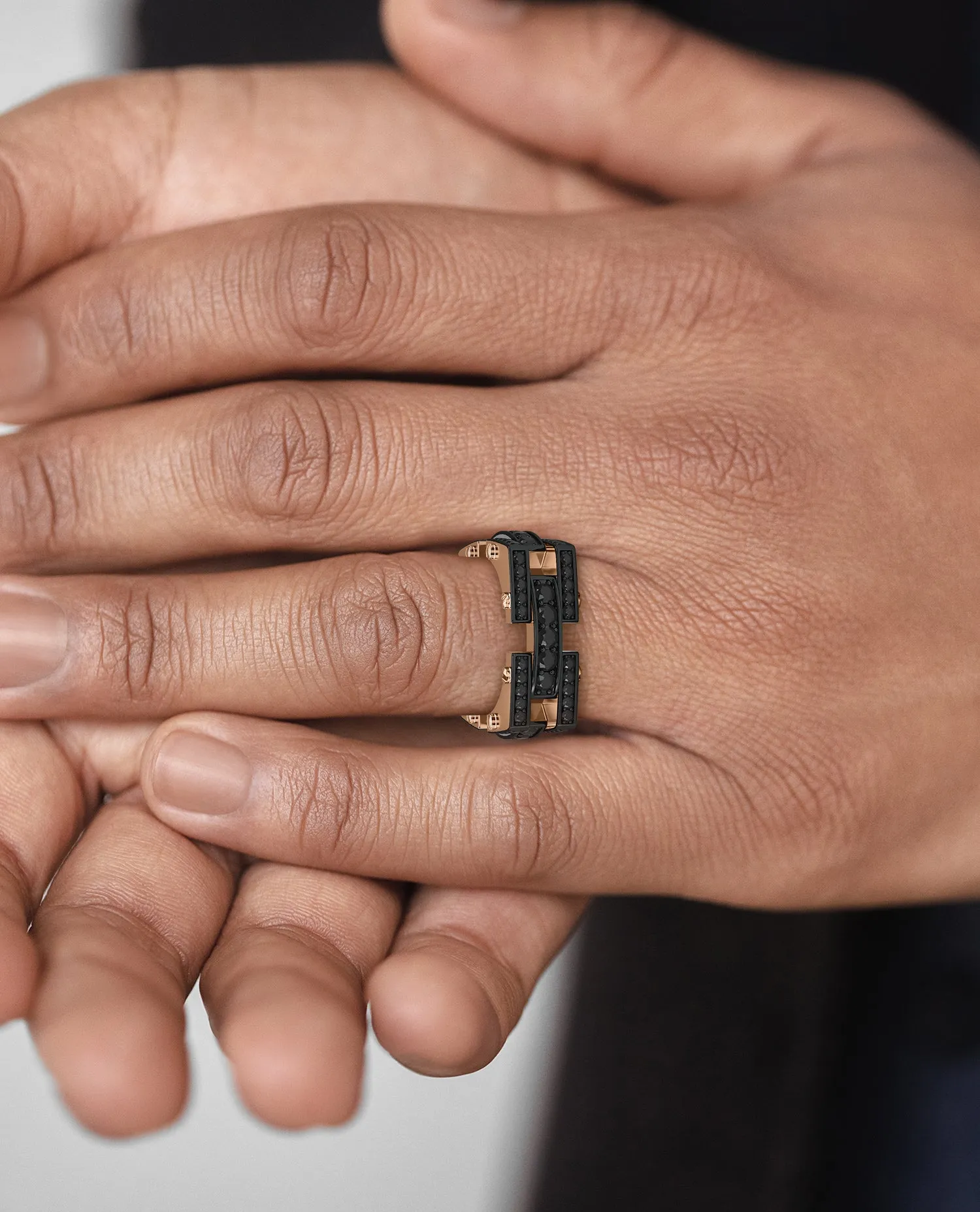 Ready to Ship - BINGHAM Gold Square Ring with 2.15ct Black Diamonds