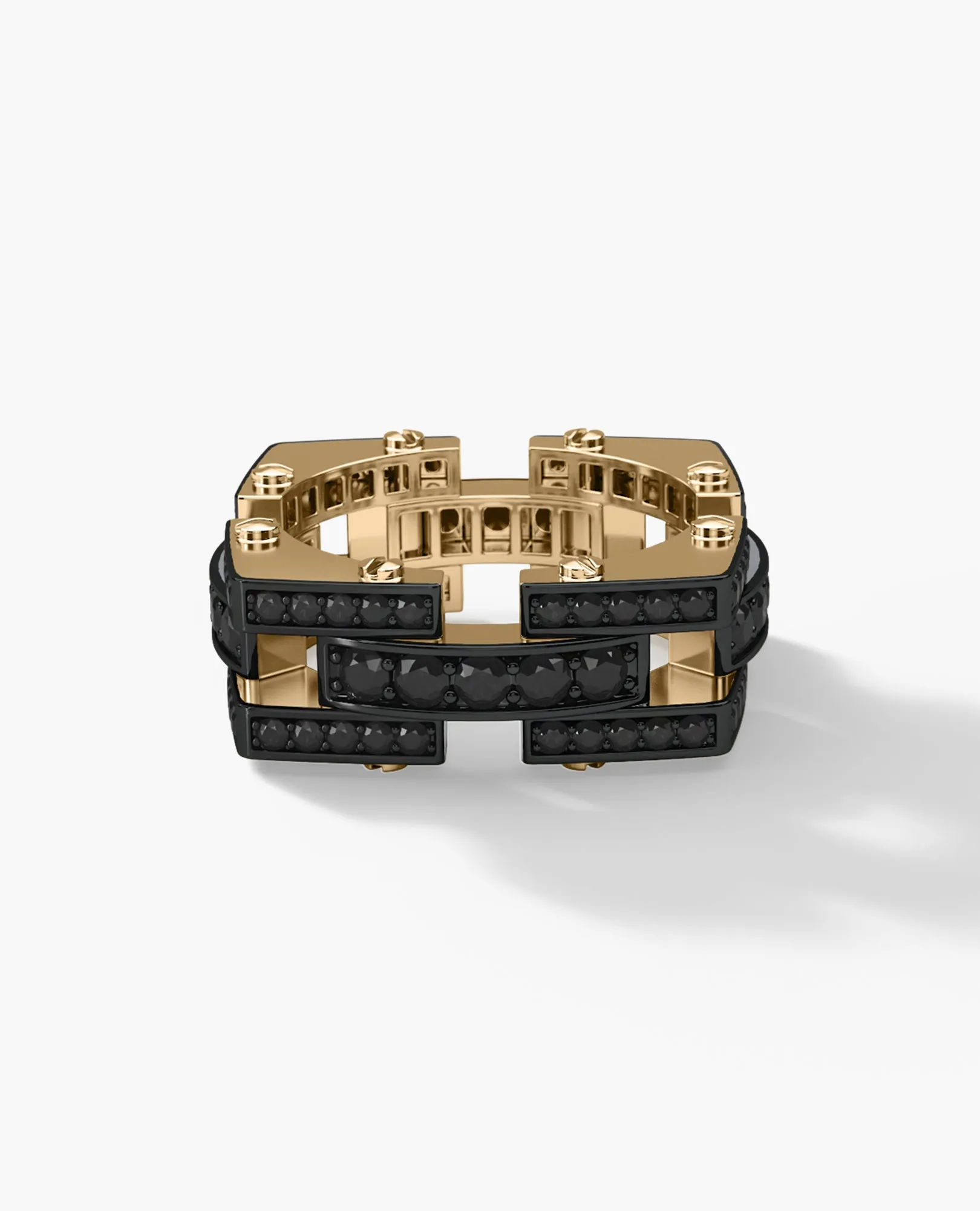 Ready to Ship - BINGHAM Gold Square Ring with 2.15ct Black Diamonds
