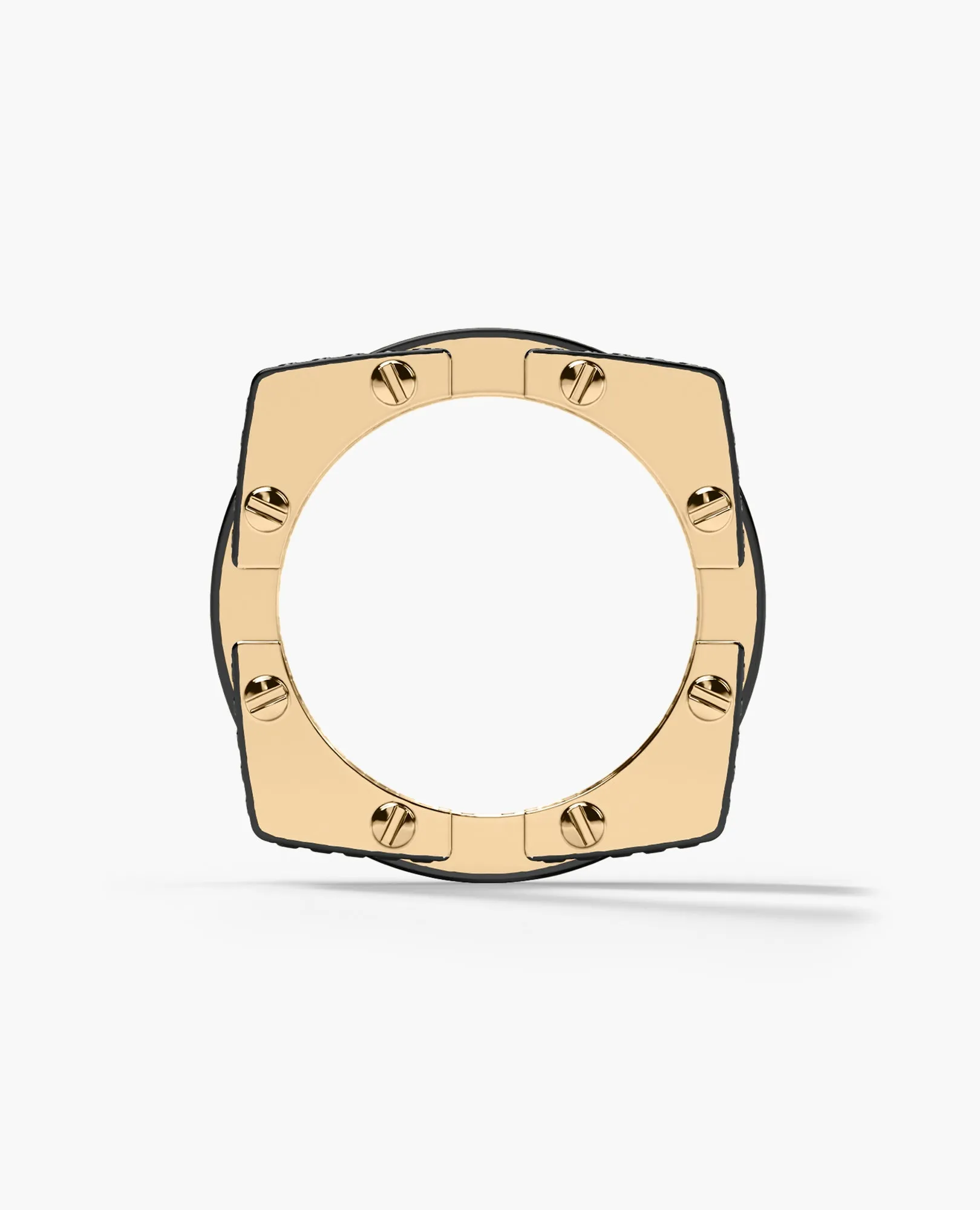 Ready to Ship - BINGHAM Gold Square Ring with 2.15ct Black Diamonds