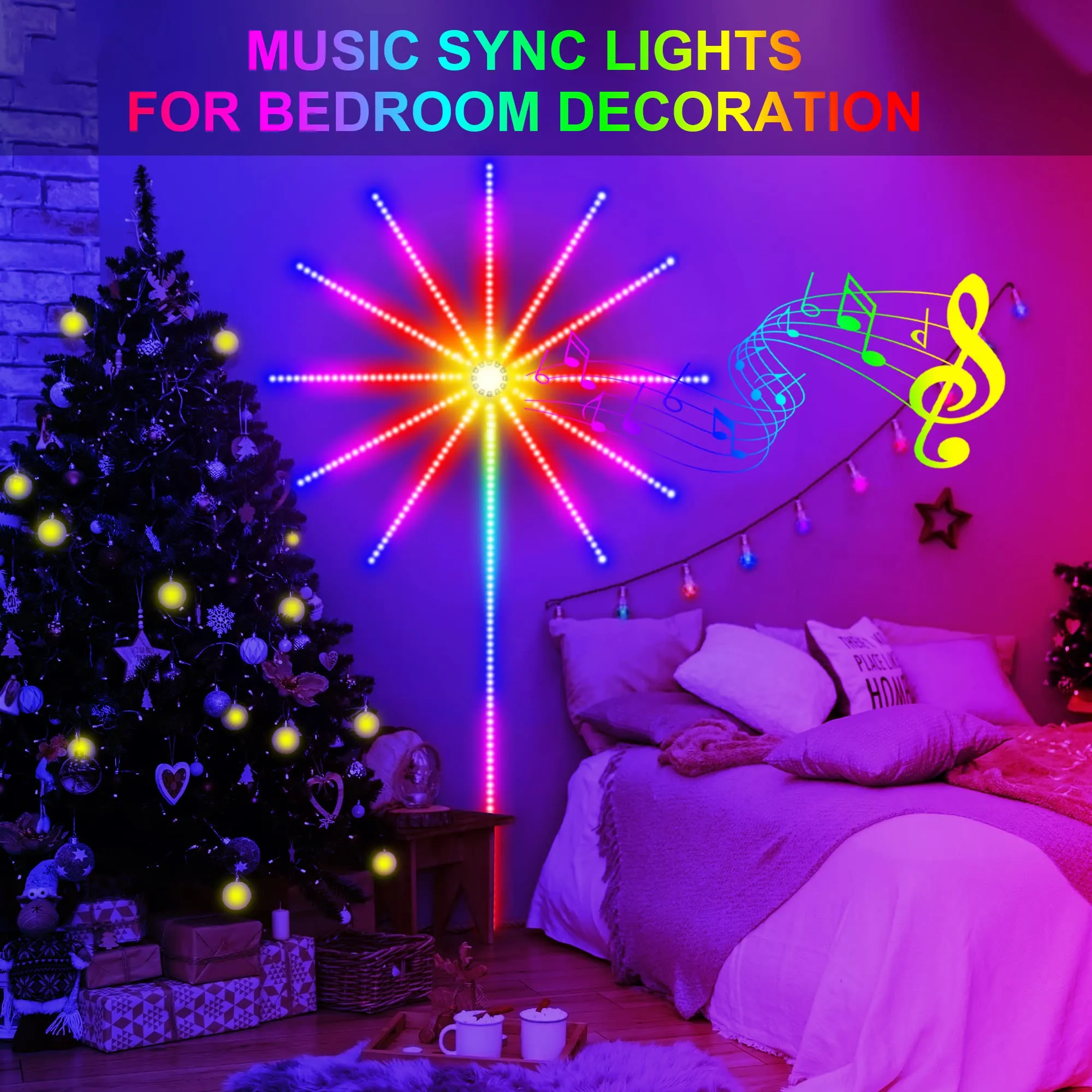 RGB Firework Led Music Light Strip with Remote and App Control