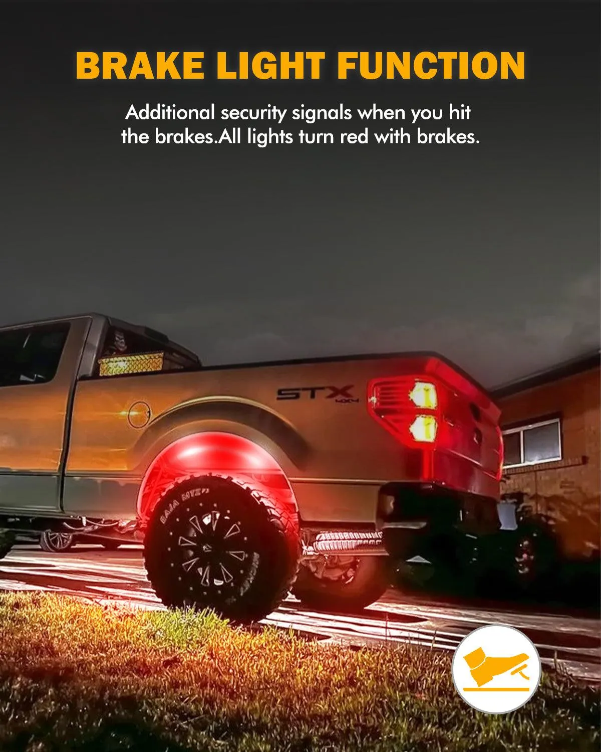 RGB LED Rock Lights Kit with Bluetooth APP & Wireless Remote Control, Multicolor Neon Underglow Lights with Brake Light Function for ATV UTV