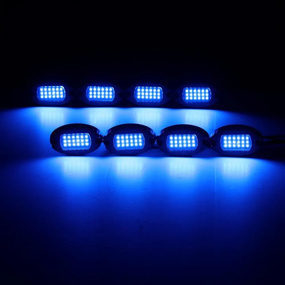 RGB LED Rock Lights Kit with Bluetooth APP & Wireless Remote Control, Multicolor Neon Underglow Lights with Brake Light Function for ATV UTV