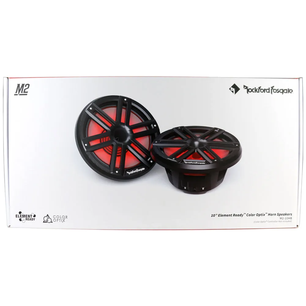 Rockford Fosgate M2-10HB 10" 2-Way Marine Audio Coaxial Horn Speakers w/ RGB LED - Black