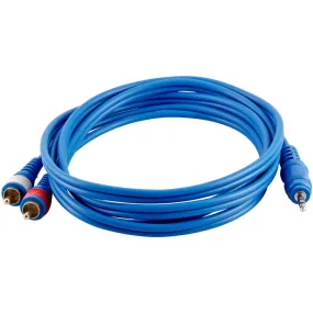 SA-iRCA6 - 6 Foot Blue 3.5mm Male to Dual RCA Male Audio Patch Cable
