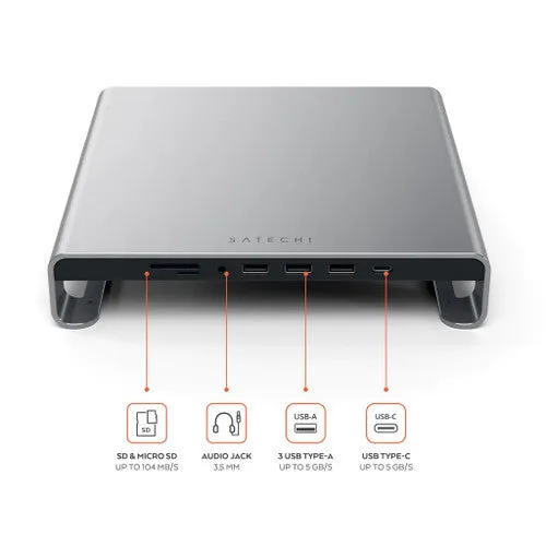 Satechi Type-C Aluminum Monitor Stand Hub for iMac