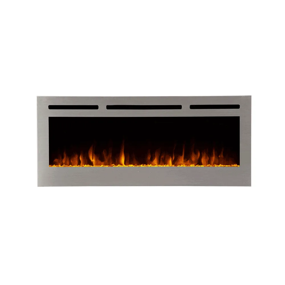 The Sideline Deluxe Stainless Steel 60 Inch Recessed Smart Electric Fireplace Refurbished 86277