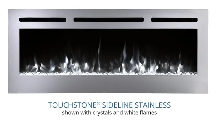 The Sideline Deluxe Stainless Steel 60 Inch Recessed Smart Electric Fireplace Refurbished 86277