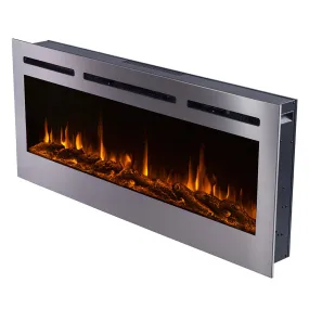 The Sideline Deluxe Stainless Steel 60 Inch Recessed Smart Electric Fireplace Refurbished 86277