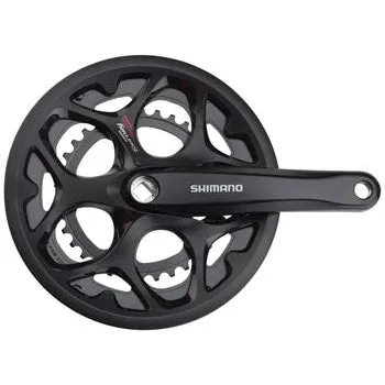 Tourney FC-A070 Crankset - 170mm 7/8-Speed 50/34t Riveted Square Taper JIS Spindle Interface BLK With Chainguard