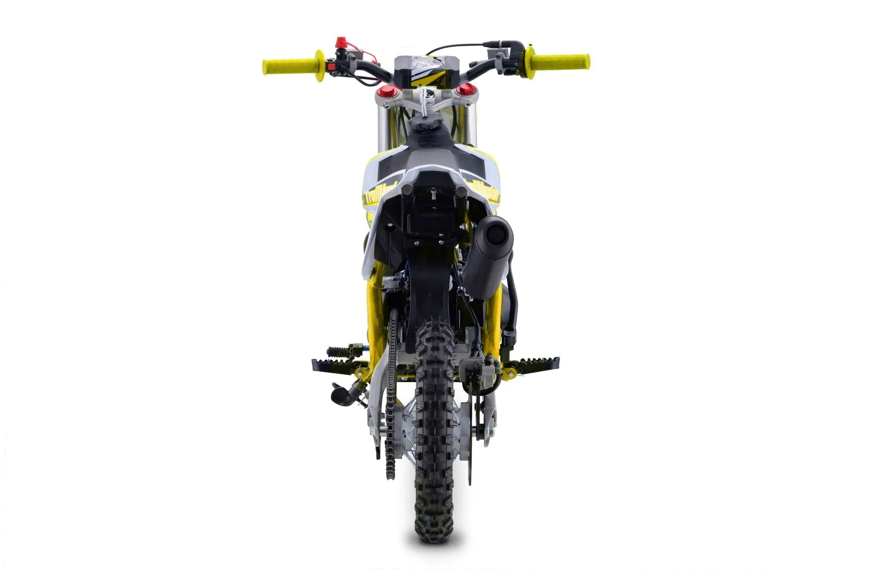 Trailmaster TM15 Dirt Bike 107cc Semi-Automatic 4 speed, 12 inch front tire, Electric Start, 24.21 inches seat height, Disk Brakes, Twin Spar Frame