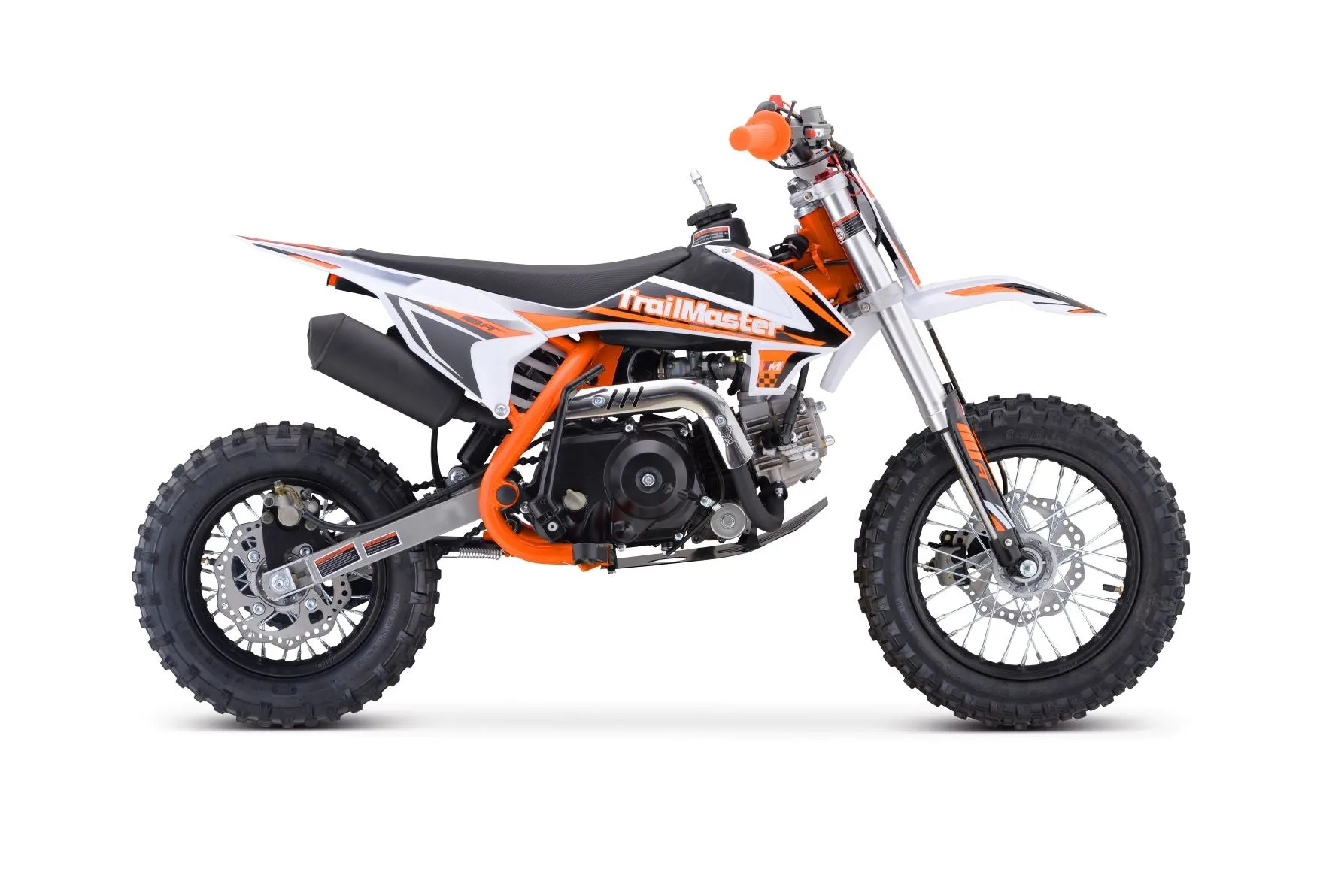 Trailmaster TM15 Dirt Bike 107cc Semi-Automatic 4 speed, 12 inch front tire, Electric Start, 24.21 inches seat height, Disk Brakes, Twin Spar Frame