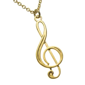 Treble Clef Gold-dipped Pendant Necklace on 20" Rolo Chain