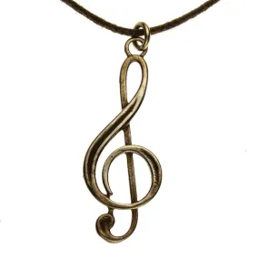 Treble Clef Pendant Necklace (Peace Bronze on Cord) (Wholesale)