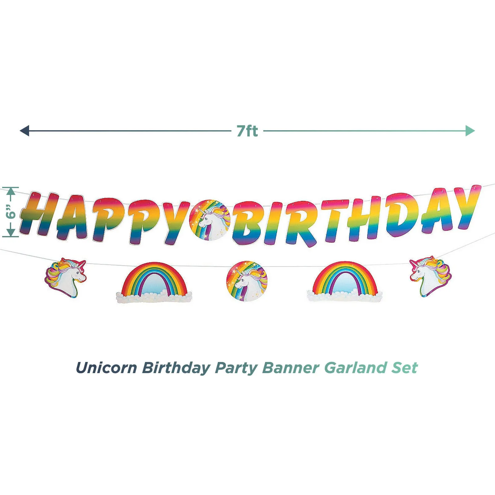 Unicorn Party Supplies - Rainbow & Unicorn Happy Birthday Banner Garland With Crepe Streamer Decorations