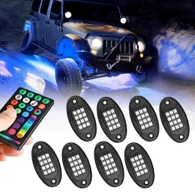 Universal 8 Pod RGB LED Rock Light With Wireless Remote