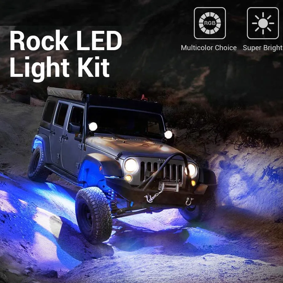 Universal 8 Pod RGB LED Rock Light With Wireless Remote