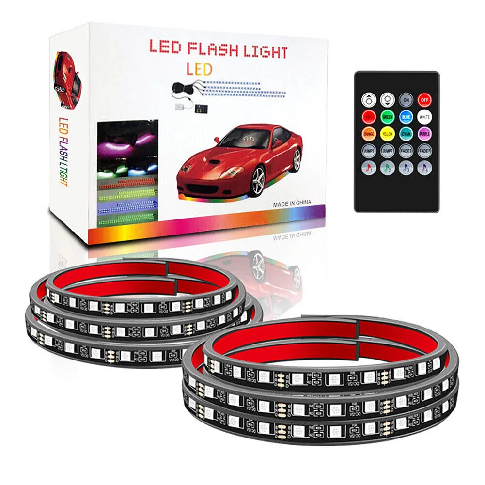 US 4Pcs 12V Neon Accent Lights Kit Car Underglow Lights Waterproof Underglow Led