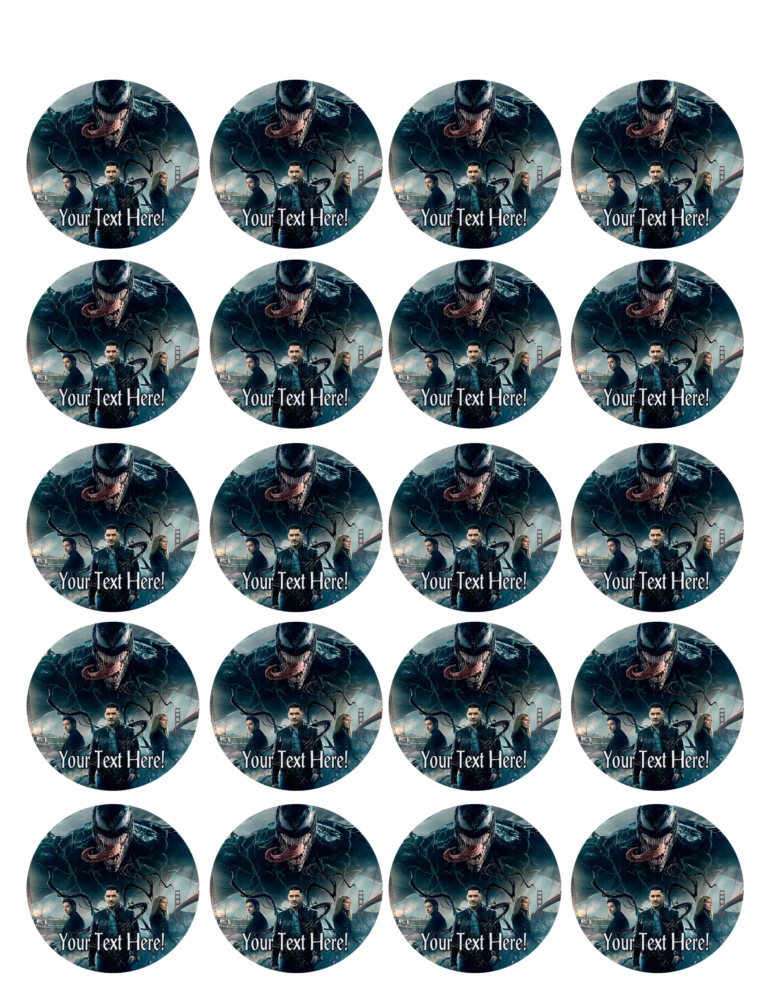 Venom - Edible Cake Topper, Cupcake Toppers, Strips