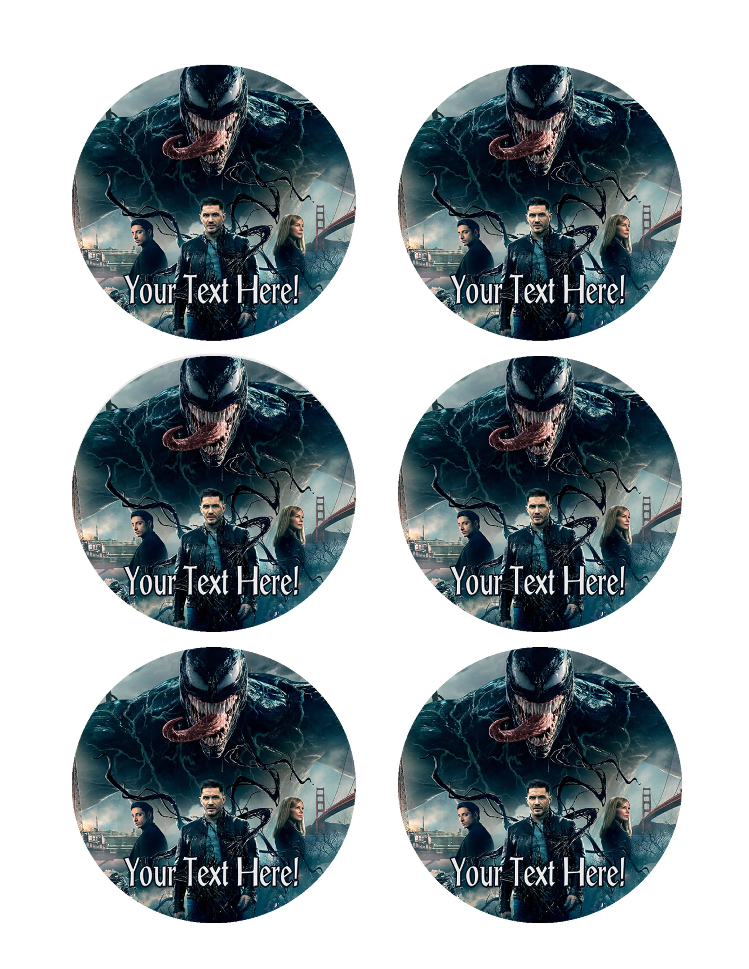 Venom - Edible Cake Topper, Cupcake Toppers, Strips