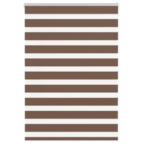 vidaXL Zebra Blind Brown 95x100 cm Fabric Width 90.9 cm Polyester
