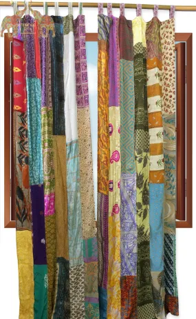 Vintage Silk Sari Saree Curtains Handmade Boho Theme Drapes Panels Window Decor