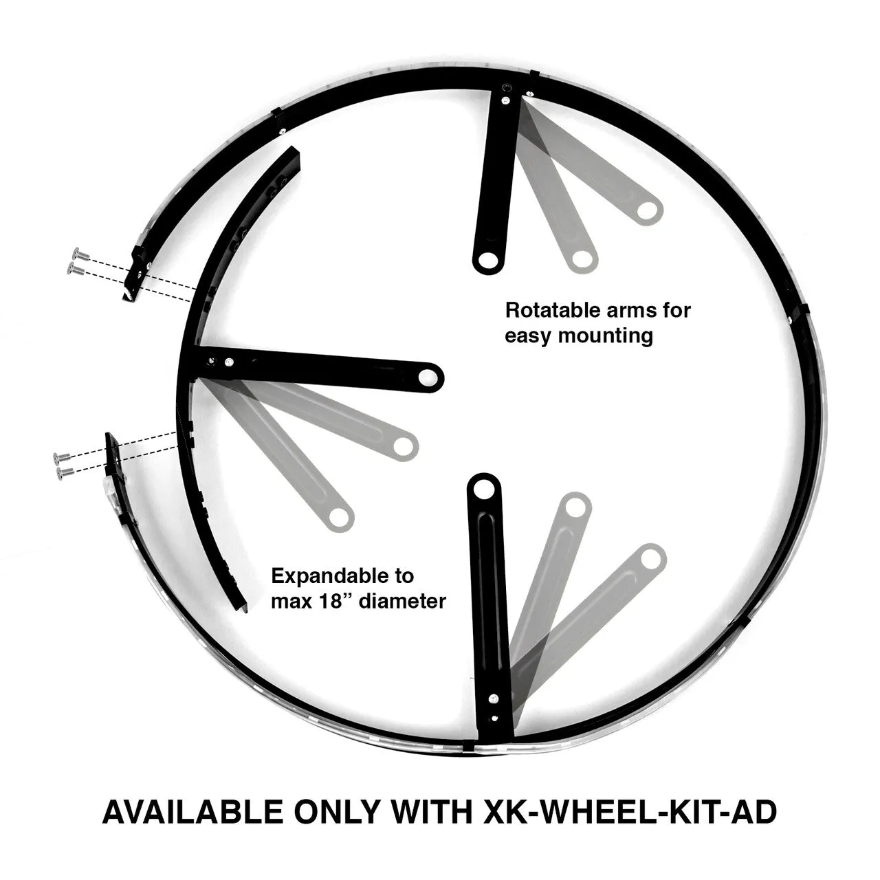 XKGlow Led Wheel Ring Lights w/ Turn Signal Function/ XKChrome Smartphone App Controlled - 15" or 15-18" Adjustable Ring
