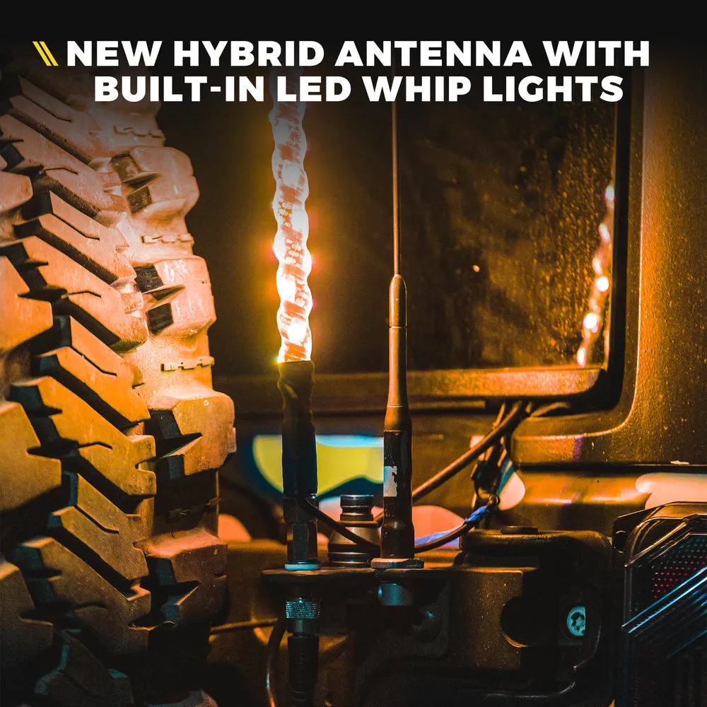 Xprite 4ft CB Radio Antenna with Spiral LED Whip Light - Amber or RGB