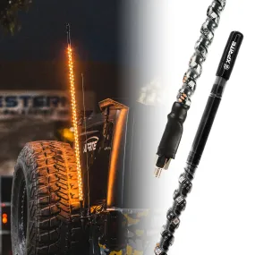 Xprite 4ft CB Radio Antenna with Spiral LED Whip Light - Amber or RGB