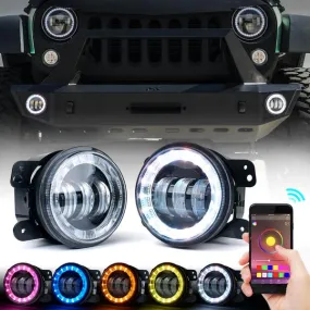 Xprite 4" LED Fog Light Jeep Wrangler JT Gladiator (2019-2020) JL Rubicon/Sahara (2018-2020) w/ RGB Halo - FL-R4IN-RGB