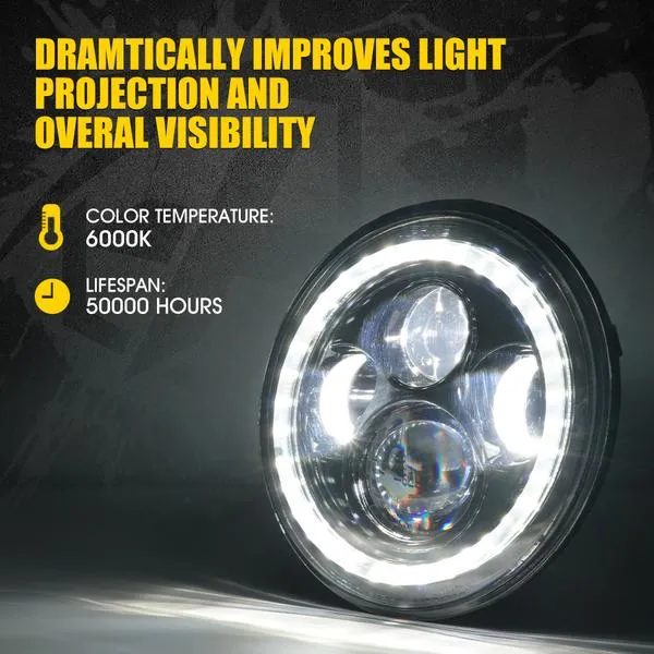 Xprite 7" RGB LED Bluetooth Headlights & Fog Light Kit Jeep Wrangler JK JKU (2007-2018) HL-90W-G1-RGB-KIT