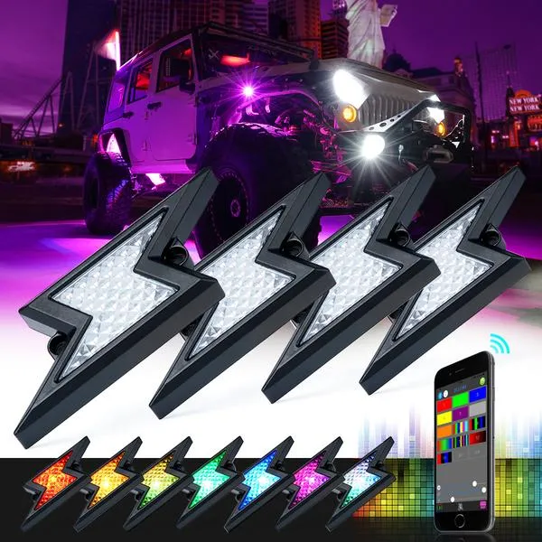 Xprite Z-Force Lightning LED RGB Bluetooth Rock Lights - 4pcs / 6pcs / 8pcs