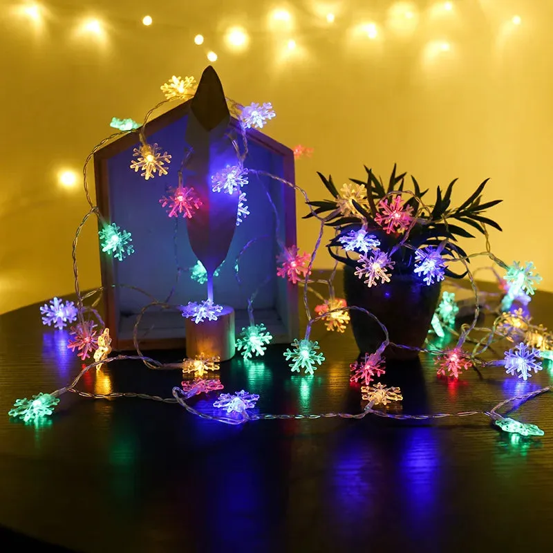 Yeknu 1/3/6M LED Snowflake Fairy Lights Battery/USB Power Copper Wire Garland Light New Year Garden Wedding Living Room Decoration