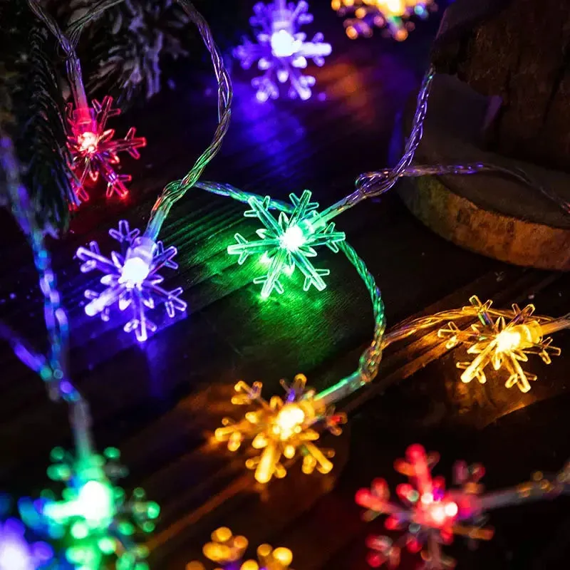 Yeknu 1/3/6M LED Snowflake Fairy Lights Battery/USB Power Copper Wire Garland Light New Year Garden Wedding Living Room Decoration
