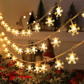 Yeknu 1/3/6M LED Snowflake Fairy Lights Battery/USB Power Copper Wire Garland Light New Year Garden Wedding Living Room Decoration