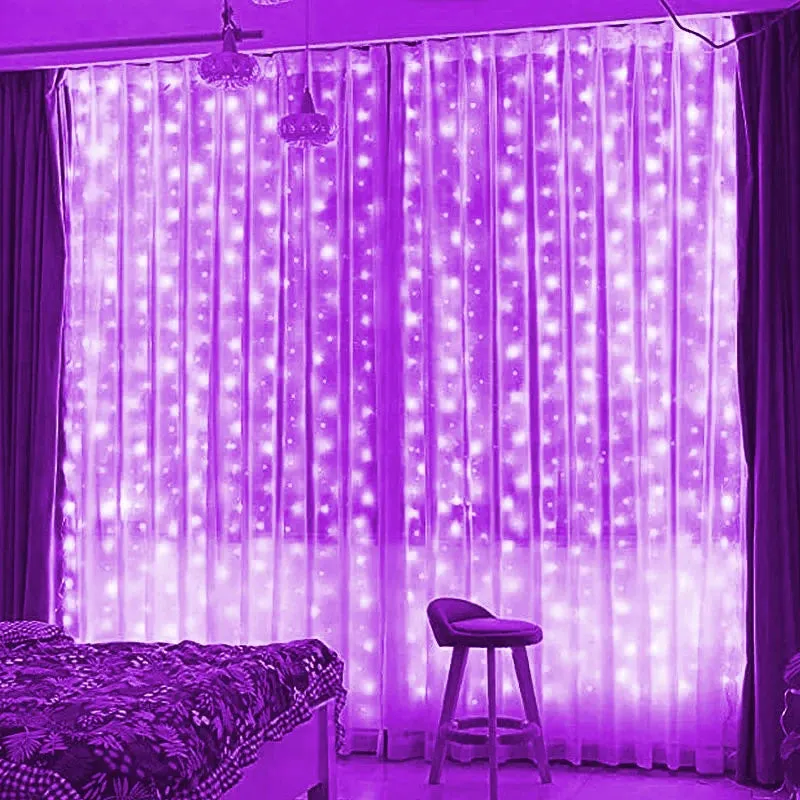 Yeknu 6/4/3M USB Curtain String Lights 8 Modes Bedroom Home Christmas Tree Garland Light Wedding Christmas Holiday Decor Fairy Lights