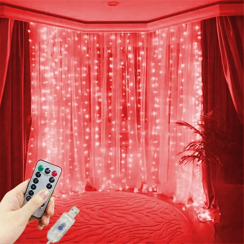 Yeknu 6/4/3M USB Curtain String Lights 8 Modes Bedroom Home Christmas Tree Garland Light Wedding Christmas Holiday Decor Fairy Lights