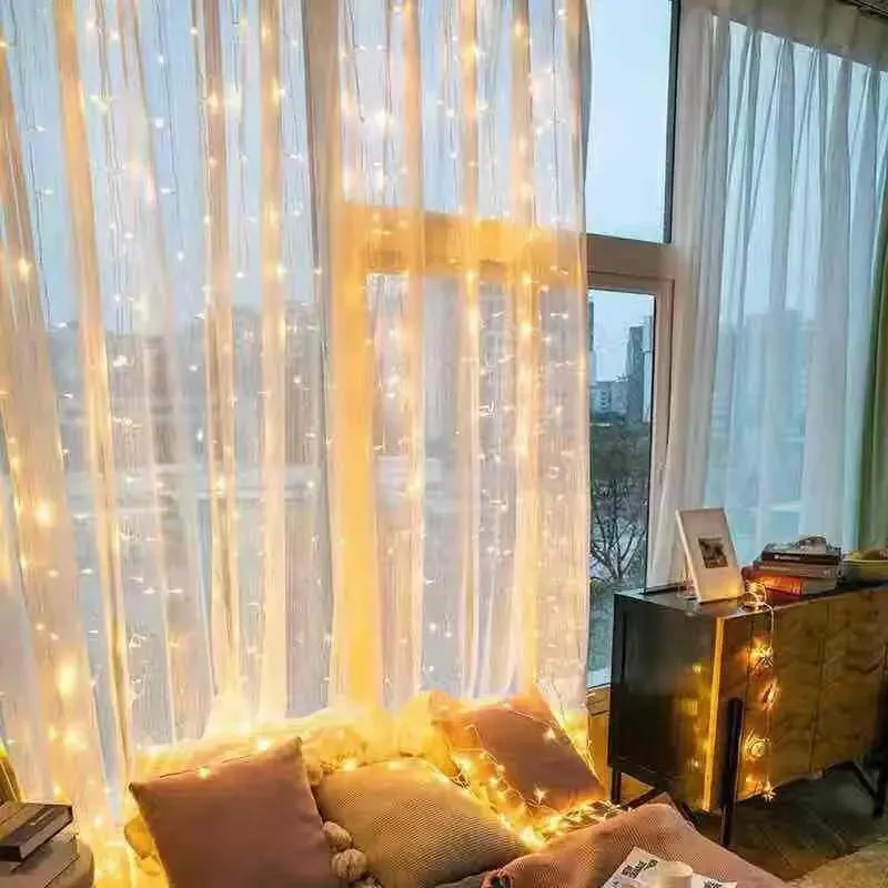 Yeknu 6/4/3M USB Curtain String Lights 8 Modes Bedroom Home Christmas Tree Garland Light Wedding Christmas Holiday Decor Fairy Lights