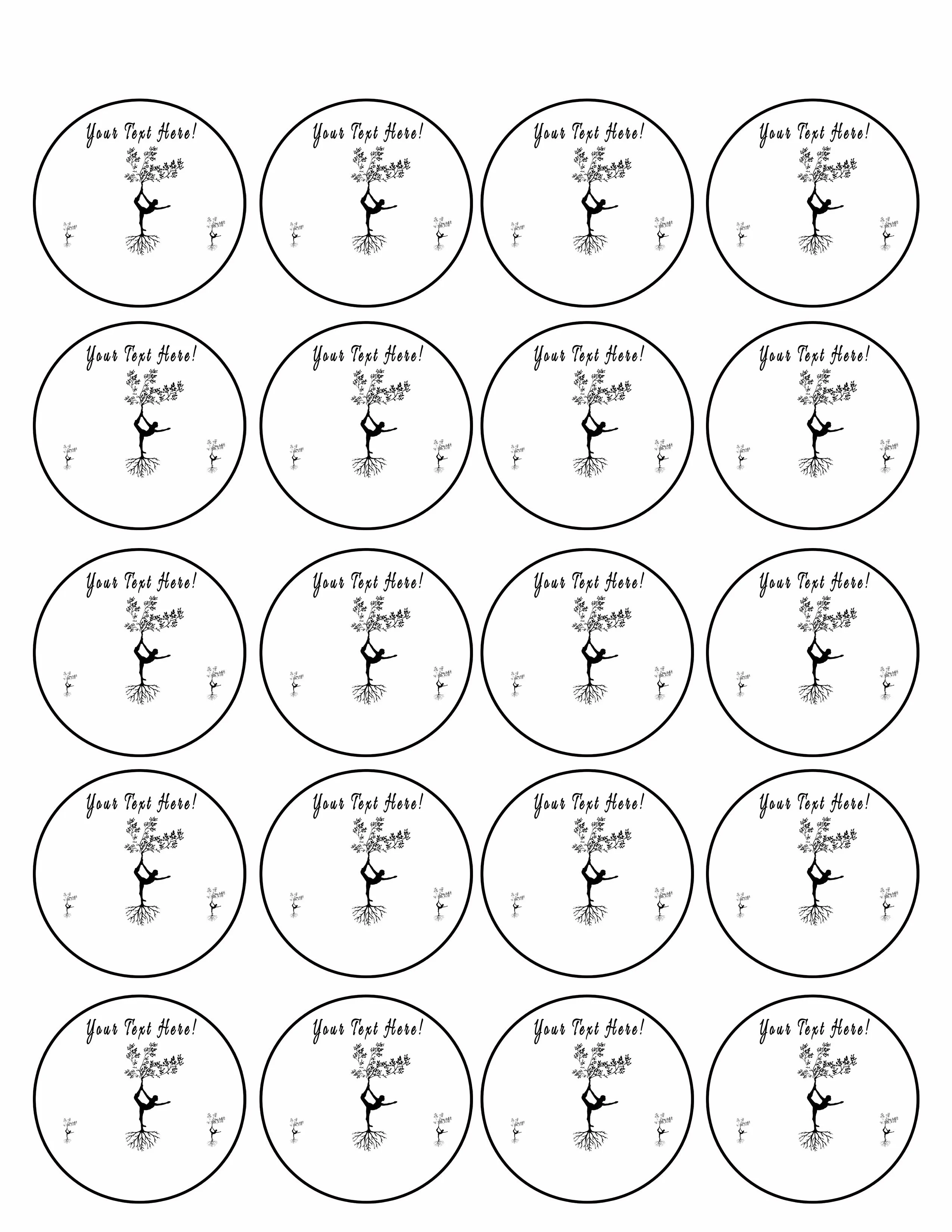 Yoga - Edible Cake Topper, Cupcake Toppers, Strips