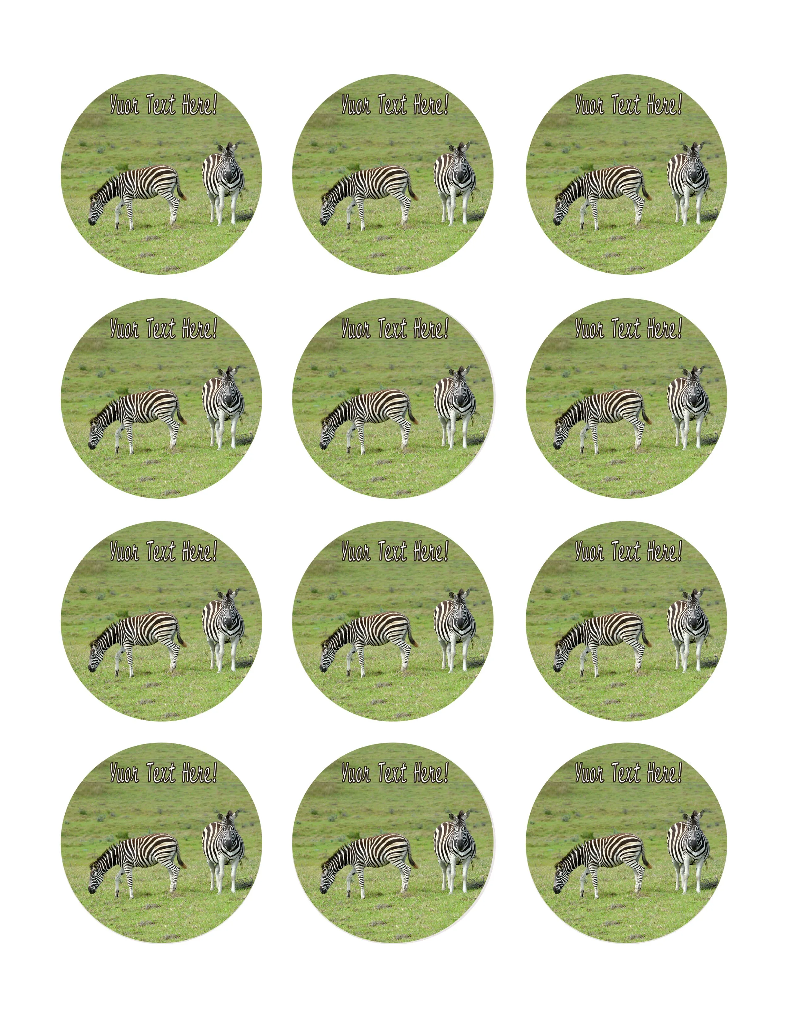 Zebra - Edible Cake Topper, Cupcake Toppers, Strips