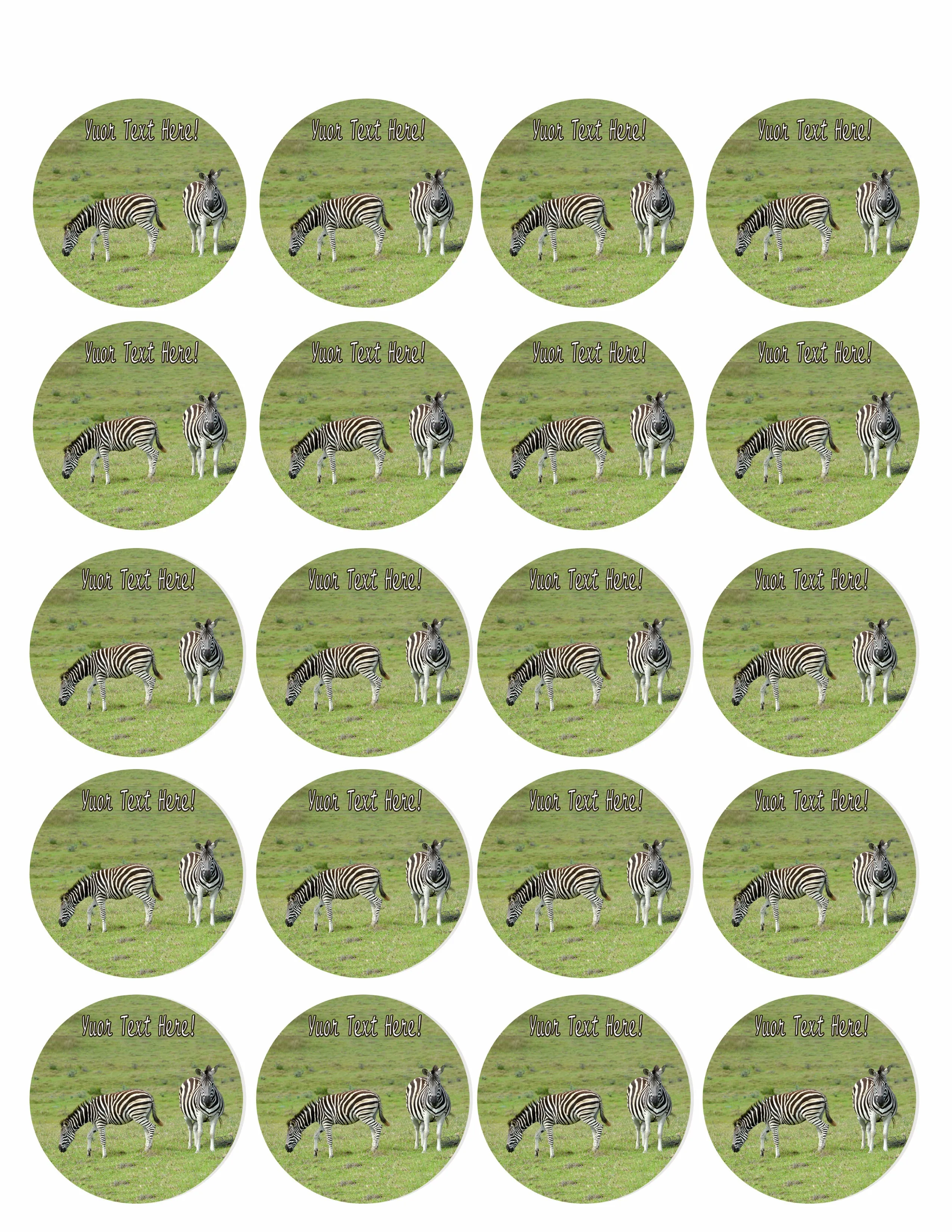 Zebra - Edible Cake Topper, Cupcake Toppers, Strips